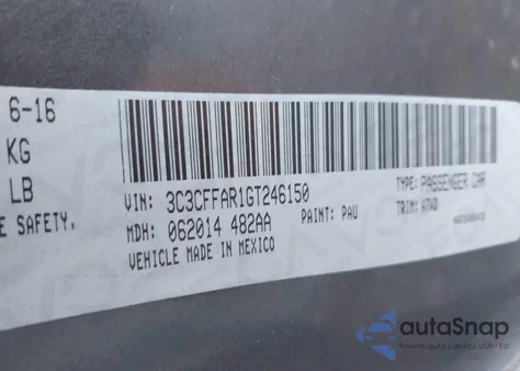 2016 Fiat 500 Pop z USA, uszkodzony, nr VIN 3C3CFFAR1GT246150